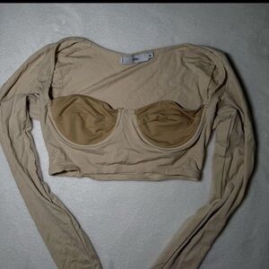 Adika Beige Long Sleeve Top